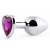 Серебристая анальная пробка с фиолетовым кристаллом-сердечком - 8 см. - Anal Jewelry Plug - купить с доставкой в Димитровграде