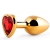 Золотистая анальная пробка с красным стразом-сердечком - 8 см. - Anal Jewelry Plug - купить с доставкой в Димитровграде
