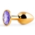 Золотистая анальная пробка с фиолетовым стразом - 7,2 см. - Anal Jewelry Plug - купить с доставкой в Димитровграде