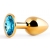 Золотистая анальная пробка с голубым стразом - 7,2 см. - Anal Jewelry Plug - купить с доставкой в Димитровграде
