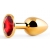 Золотистая анальная пробка с красным стразом - 7,2 см. - Anal Jewelry Plug - купить с доставкой в Димитровграде