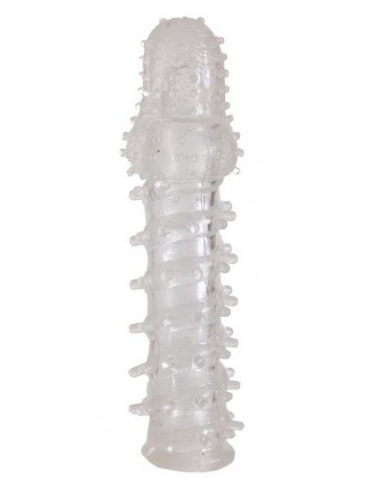 Прозрачная, закрытая насадка с шипами и точками - 13,5 см. - Toyfa Basic - в Димитровграде купить с доставкой