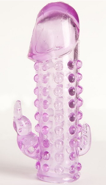 Закрытая фиолетовая насадка с 2 отростками - 13 см. - Toyfa Basic - в Димитровграде купить с доставкой