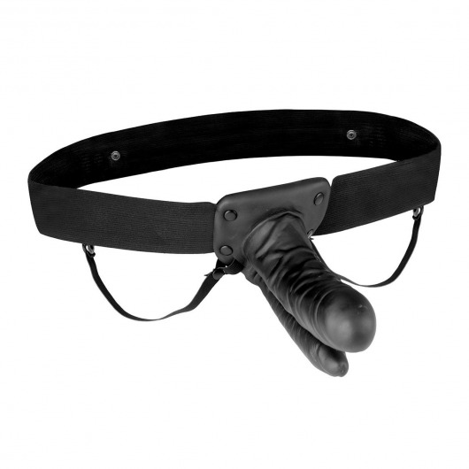 Полый страпон с двумя отростками и вибрацией Unisex Vibrating Hollow Strap-On Double Penetrating Dildo - 17,8 см. - Lux Fetish - купить с доставкой в Димитровграде