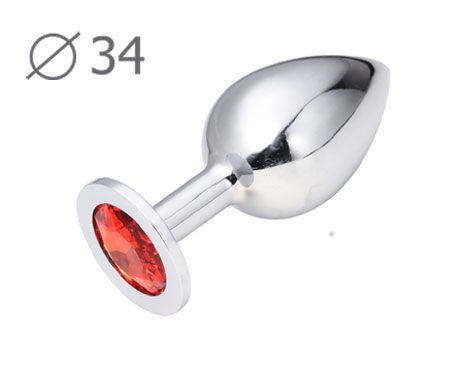 Коническая серебристая анальная втулка с красным кристаллом - 8,2 см. - Anal Jewelry Plug - купить с доставкой в Димитровграде