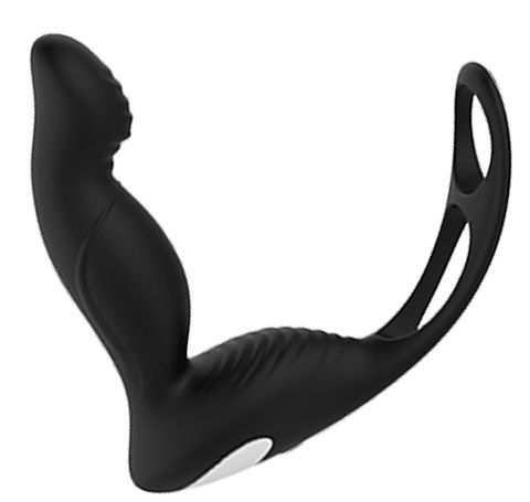 Черный вибромассажер простаты P-PLEASER W ERECTION ENHANCE - Dream Toys - в Димитровграде купить с доставкой