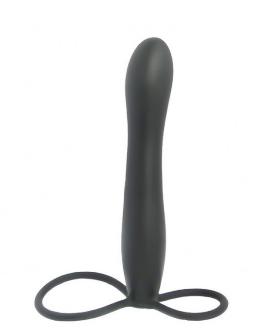 Черная насадка на пенис для двойной стимуляции Mojo BlackJack - 15 см. - Seven Creations - в Димитровграде купить с доставкой