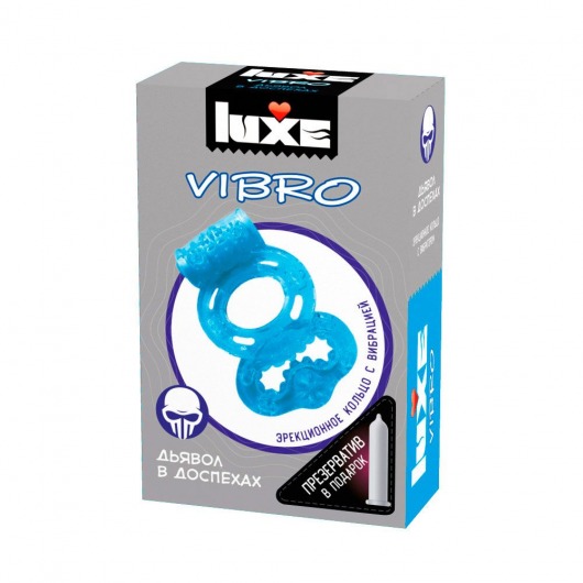 Голубое эрекционное виброкольцо Luxe VIBRO  Дьявол в доспехах  + презерватив - Luxe - в Димитровграде купить с доставкой