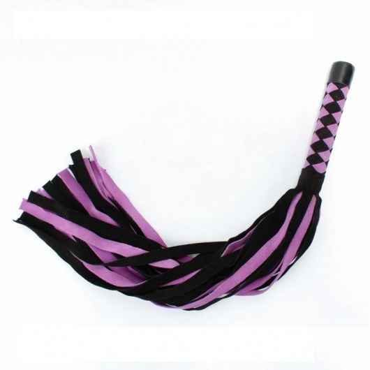 Черно-розовая плеть из замши - 58 см. - БДСМ Арсенал - купить с доставкой в Димитровграде