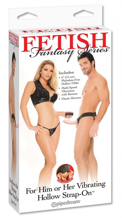 Полый страпон унисекс телесного цвета с вибрацией For Him or Her ​Vibrating Hollow Strap-On - 15 см. - Pipedream - купить с доставкой в Димитровграде