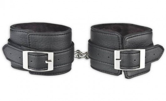 Черные фиксаторы для ног на цепи с мехом внутри - Lux Fetish - купить с доставкой в Димитровграде