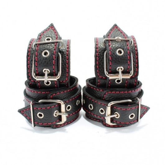 Черный бондажный набор с красной строчкой - БДСМ Арсенал - купить с доставкой в Димитровграде