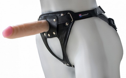 Черный пояс-трусики с насадкой  Soft-Принц  - 17 см. - LOVETOY (А-Полимер) - купить с доставкой в Димитровграде