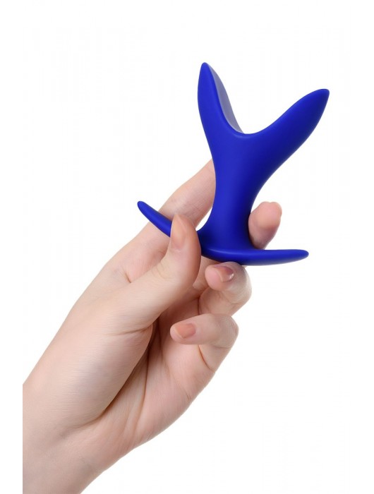 Синяя силиконовая расширяющая анальная пробка Bloom - 8,5 см. - ToyFa