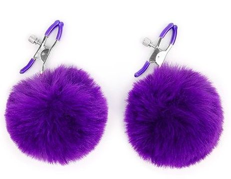 Зажимы для сосков с фиолетовым пушком - Notabu - купить с доставкой в Димитровграде