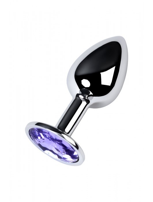Серебристая конусовидная анальная пробка с фиолетовым кристаллом - 7 см. - ToyFa - купить с доставкой в Димитровграде