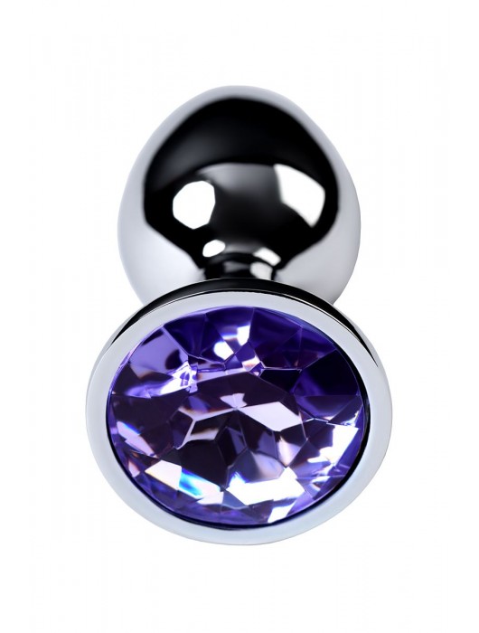Серебристая конусовидная анальная пробка с фиолетовым кристаллом - 7 см. - ToyFa - купить с доставкой в Димитровграде