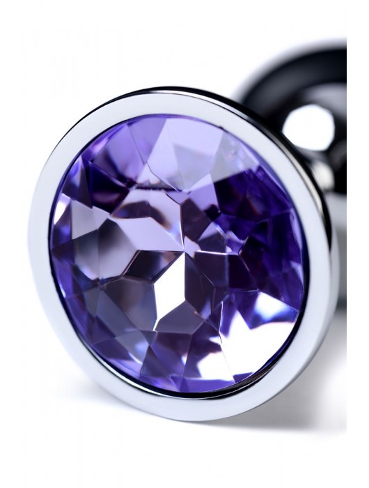 Серебристая конусовидная анальная пробка с фиолетовым кристаллом - 7 см. - ToyFa - купить с доставкой в Димитровграде