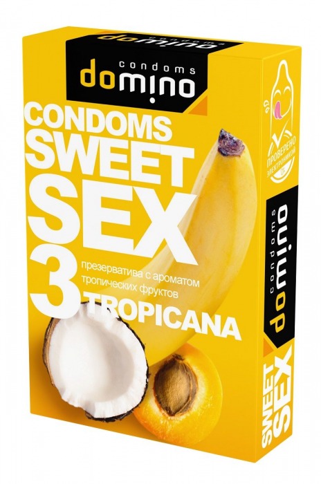 Презервативы для орального секса DOMINO Sweet Sex с ароматом тропических фруктов - 3 шт. - Domino - купить с доставкой в Димитровграде