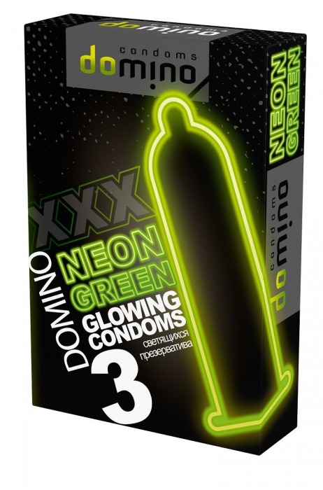 Презервативы DOMINO Neon Green со светящимся в темноте кончиком - 3 шт. - Domino - купить с доставкой в Димитровграде