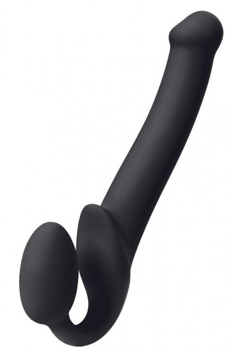 Черный безремневой страпон Silicone Bendable Strap-On M - Strap-on-me - купить с доставкой в Димитровграде