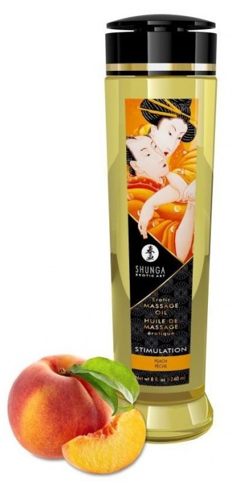 Массажное масло для тела с ароматом персика Stimulation - 240 мл. - Shunga - купить с доставкой в Димитровграде