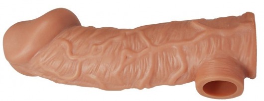 Телесная насадка на фаллос с отверстием для мошонки EXTREME SLEEVE - 17,6 см. - KOKOS - в Димитровграде купить с доставкой