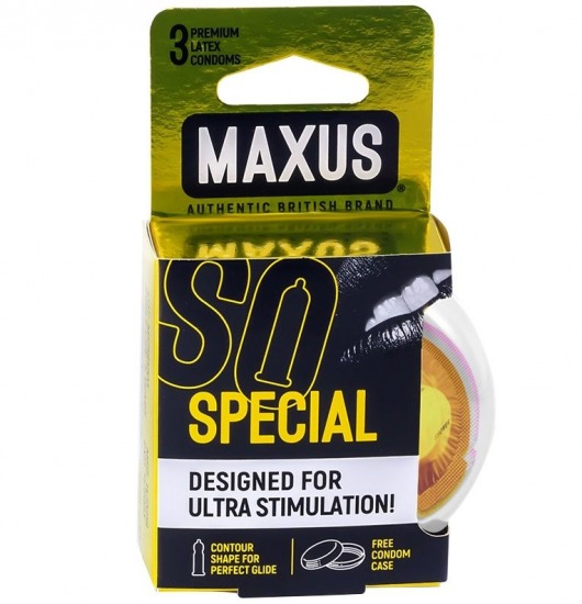 Презервативы с точками и рёбрами в пластиковом кейсе MAXUS Special - 3 шт. - Maxus - купить с доставкой в Димитровграде