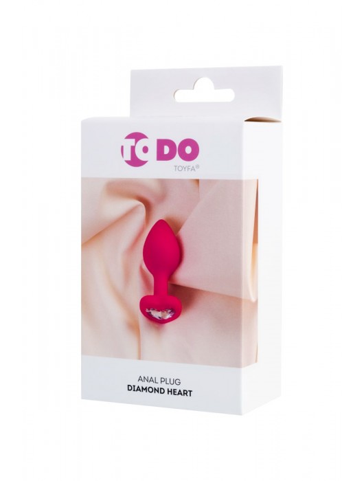 Розовая анальная втулка Diamond Heart с прозрачным кристаллом - 7 см. - ToyFa - купить с доставкой в Димитровграде