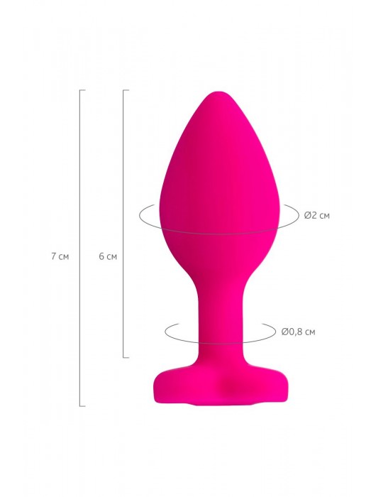 Розовая анальная втулка Diamond Heart с прозрачным кристаллом - 7 см. - ToyFa - купить с доставкой в Димитровграде