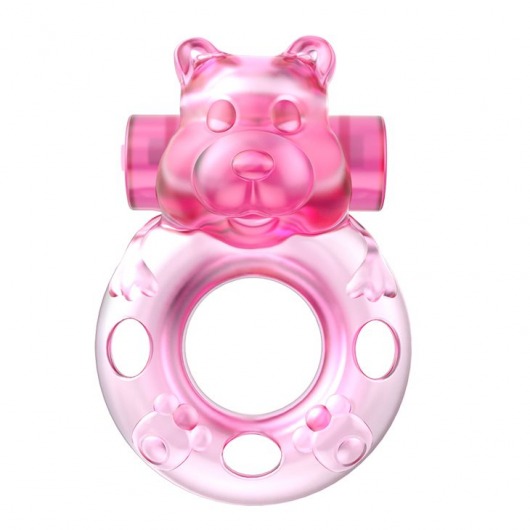 Розовое эрекционное виброкольцо на пенис Pink Bear - Baile - в Димитровграде купить с доставкой