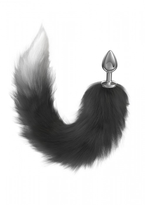 Серебристая анальная пробка с черным хвостом Galaxy - Lola Games - купить с доставкой в Димитровграде