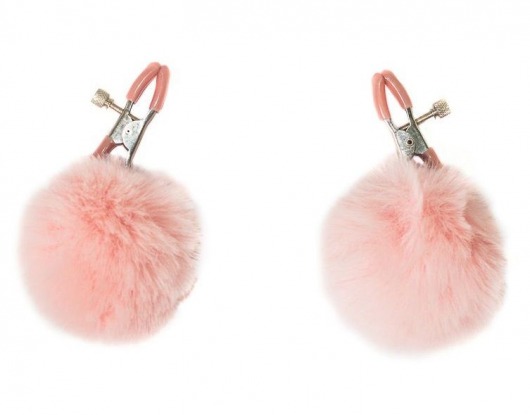 Зажимы на соски Angelic с розовыми меховыми шариками - Lola Games - купить с доставкой в Димитровграде