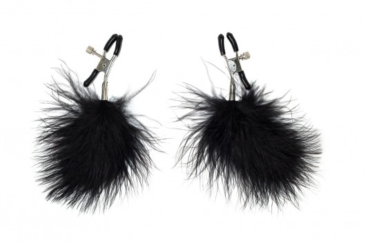 Зажимы на соски с черным пухом Euphoric - Lola Games - купить с доставкой в Димитровграде