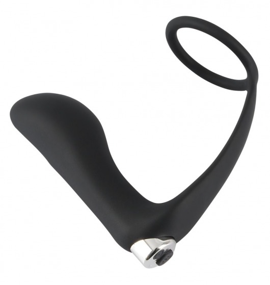 Черное эрекционное кольцо с анальной вибропробкой Vibrating Ring   Plug - Orion - в Димитровграде купить с доставкой
