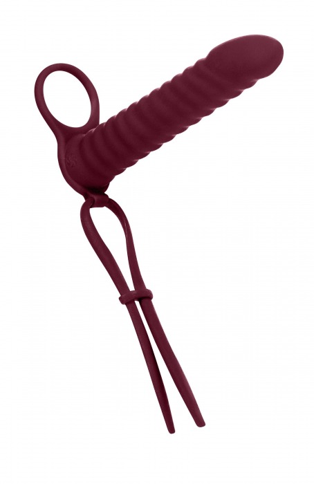 Бордовая вибронасадка для двойного проникновения Rori - 17 см. - Lola Games - купить с доставкой в Димитровграде