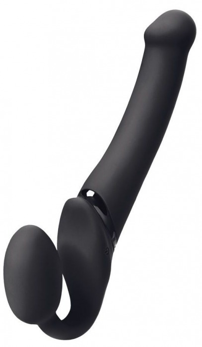 Черный безремневой вибрострапон Silicone Bendable Strap-On M - Strap-on-me - купить с доставкой в Димитровграде