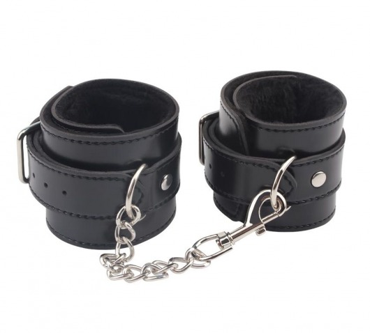Черные оковы на ноги Obey Me Leather Ankle Cuffs - Chisa - купить с доставкой в Димитровграде