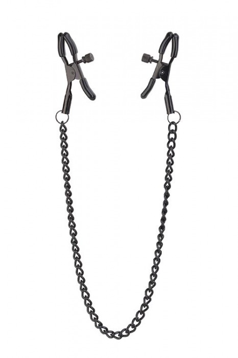 Черные зажимы на соски на цепочке BLAZE DELUXE NIPPLE CLAMPS - Dream Toys - купить с доставкой в Димитровграде