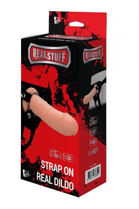 Черные трусики с телесной насадкой STRAP ON REAL DILDO - 21 см. - Dream Toys - купить с доставкой в Димитровграде