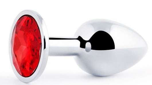Серебристая анальная пробка с красным стразом - 7,2 см. - Anal Jewelry Plug - купить с доставкой в Димитровграде
