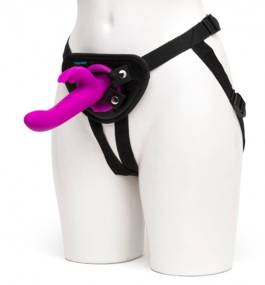 Лиловый страпон Rechargeable Vibrating Strap-On Harness Set - 17,6 см. - Happy Rabbit - купить с доставкой в Димитровграде