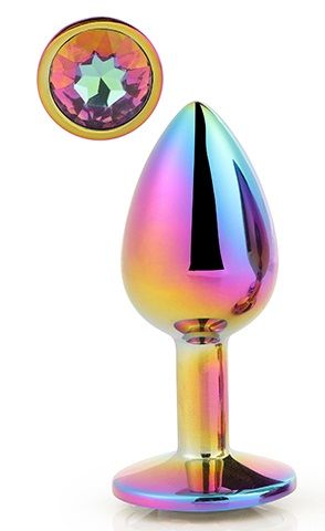 Голографическая анальная втулка с радужным кристаллом - 7,1 см. - Dream Toys - купить с доставкой в Димитровграде