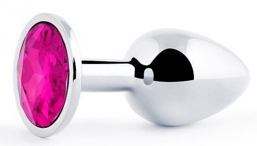 Серебристая анальная пробка с малиновым кристаллом - 7,2 см. - Anal Jewelry Plug - купить с доставкой в Димитровграде