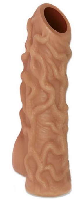 Телесная насадка с венками и открытой головкой Nude Sleeve M - 12 см. - KOKOS - в Димитровграде купить с доставкой