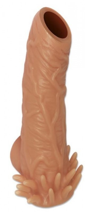 Телесная насадка с усиками и открытой головкой Nude Sleeve M - 12 см. - KOKOS - в Димитровграде купить с доставкой