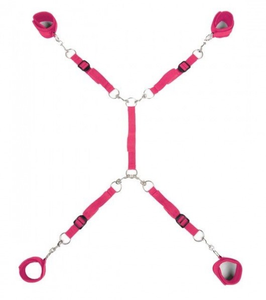 Ярко-розовый набор фиксаций на кровати Classic Bed Spreader - Lux Fetish - купить с доставкой в Димитровграде