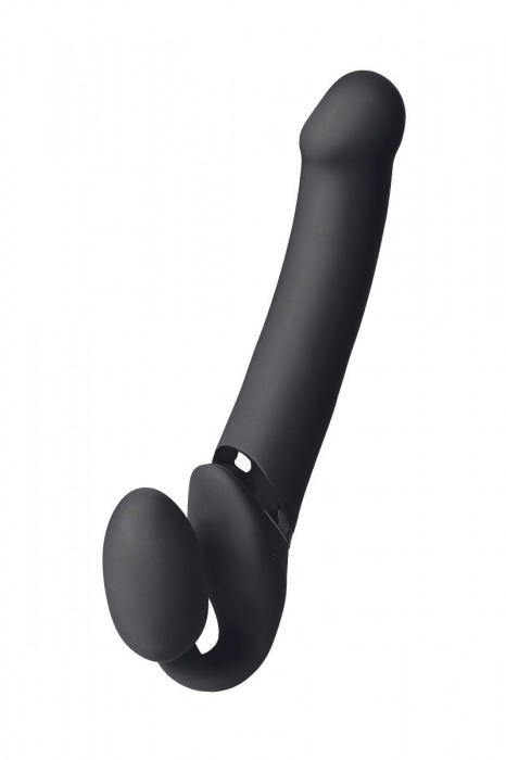 Черный безремневой вибрострапон Vibrating Bendable Strap-On L - Strap-on-me - купить с доставкой в Димитровграде