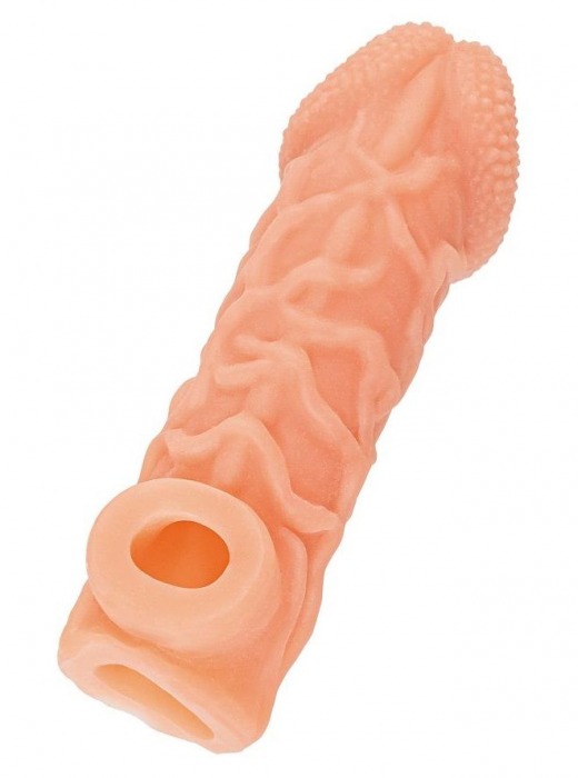 Телесная закрытая насадка с венками Cock Sleeve Size L - 17,6 см. - KOKOS - в Димитровграде купить с доставкой