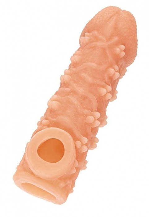 Телесная закрытая насадка с пучками шишечек Cock Sleeve Size M - 15,6 см. - KOKOS - в Димитровграде купить с доставкой